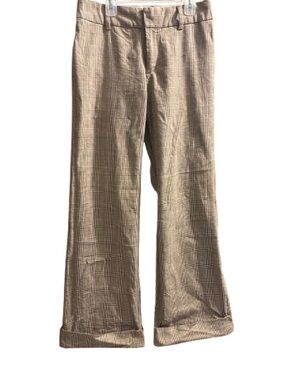 Wide Leg Plaid Dress Pants in brown